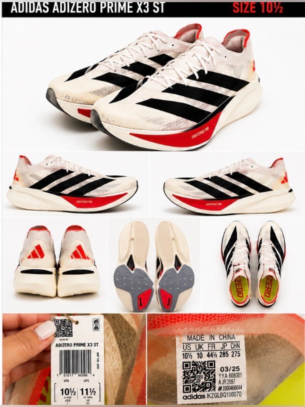 Adidas Adizero Prime X3 ST NWT Men’s 10.5 Cloud White Core Black Lucid Red